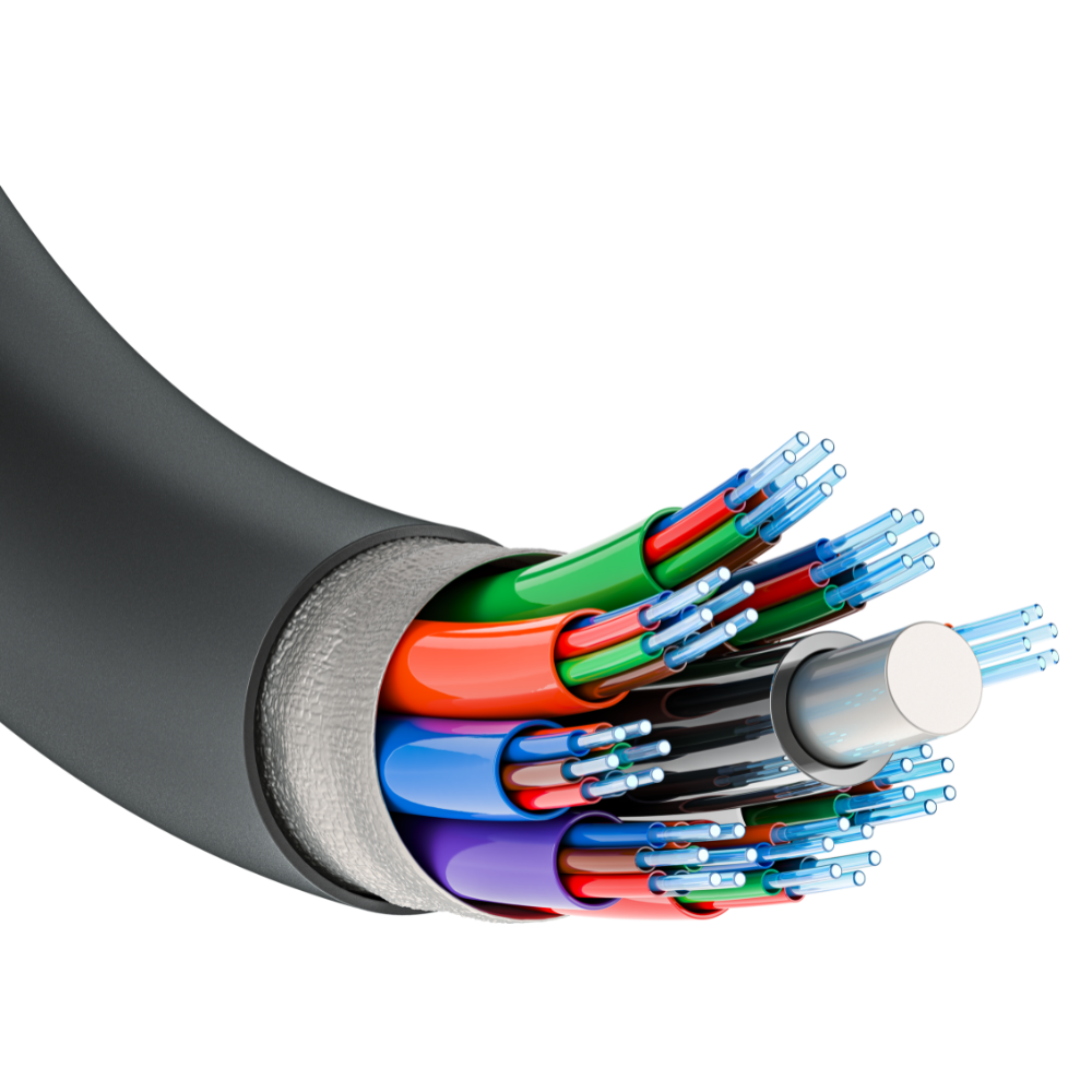 Colorful fiber optic cable graphic representing MetaLINK’s high-speed internet technology