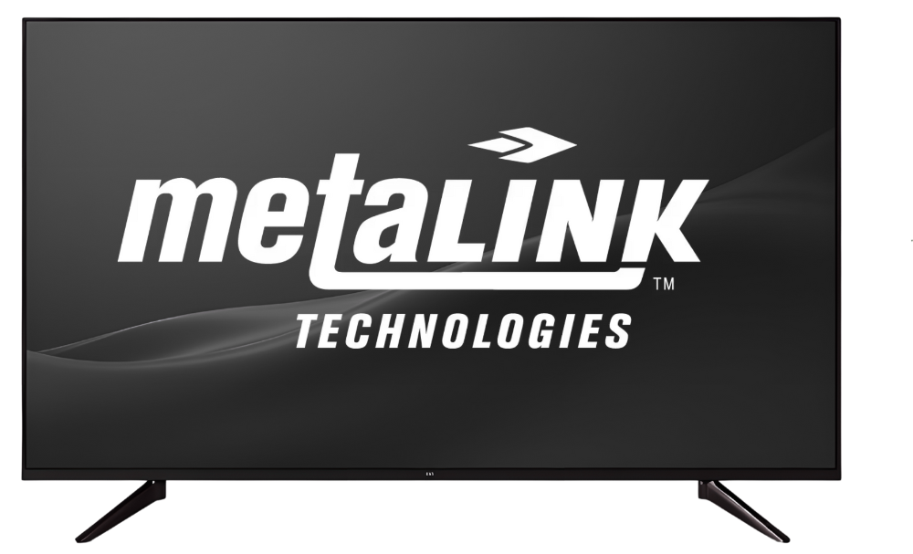Smart TV displaying the MetaLINK Technologies logo to promote Stream TV service