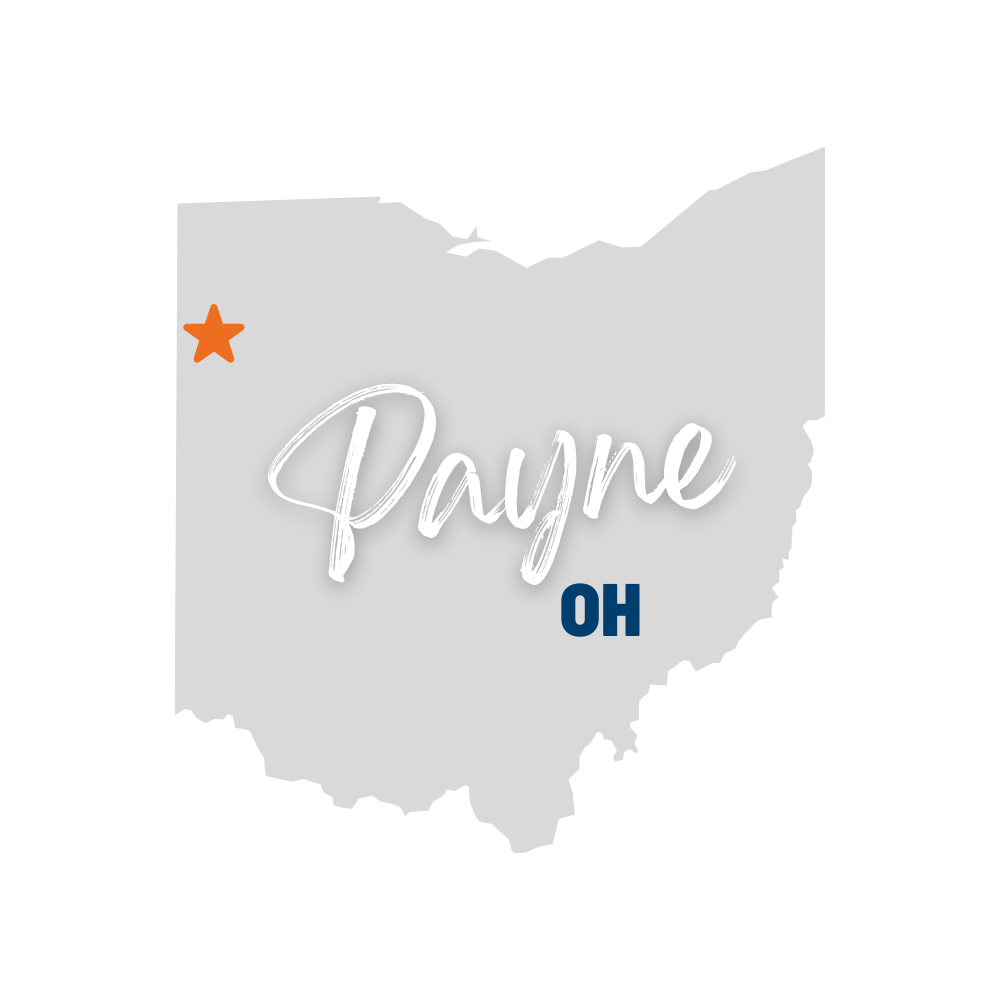 Map graphic showing Payne, Ohio as a featured service area for MetaLINK fiber internet expansion