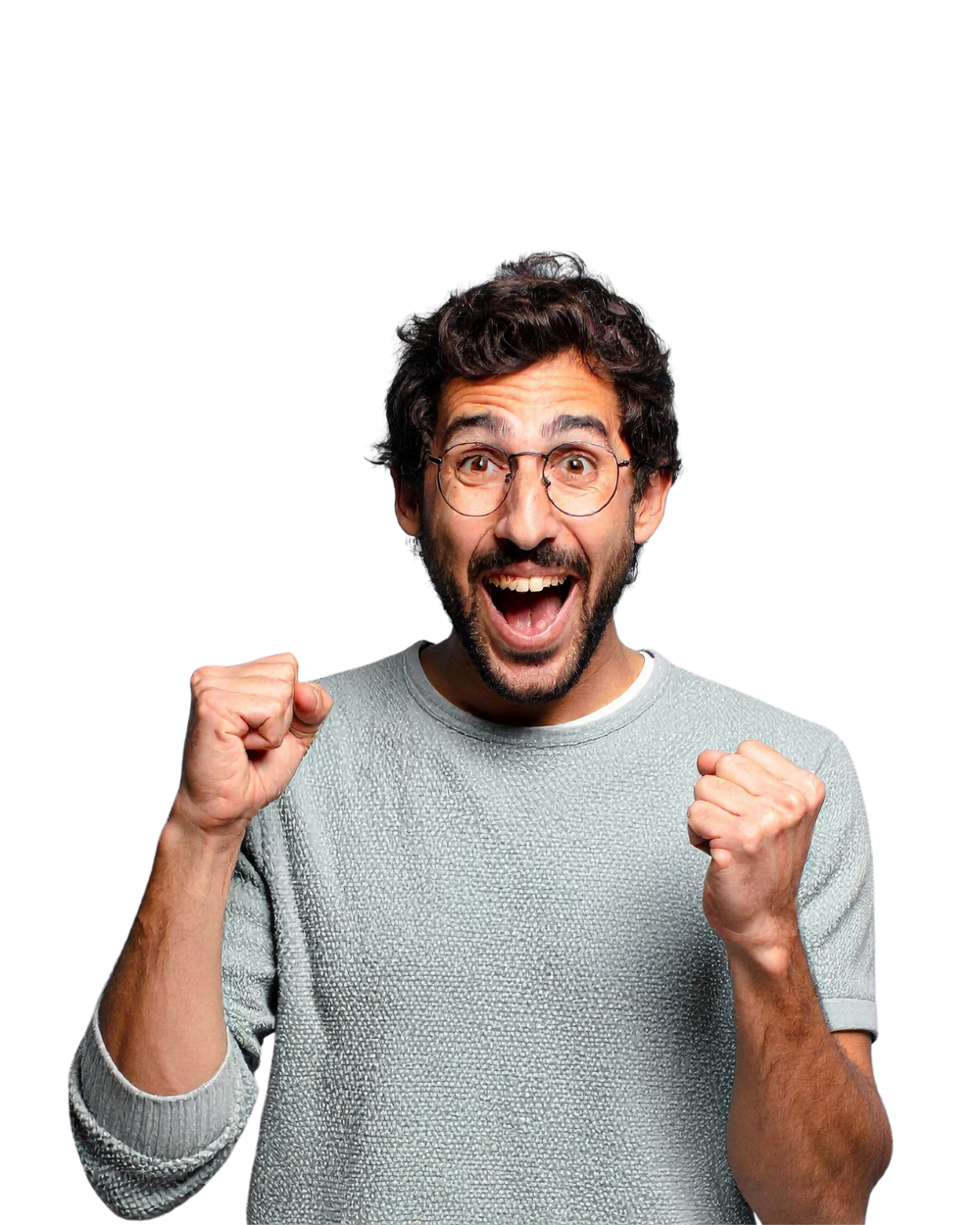 happy customer celebrating signing up for MetaLINK TV service