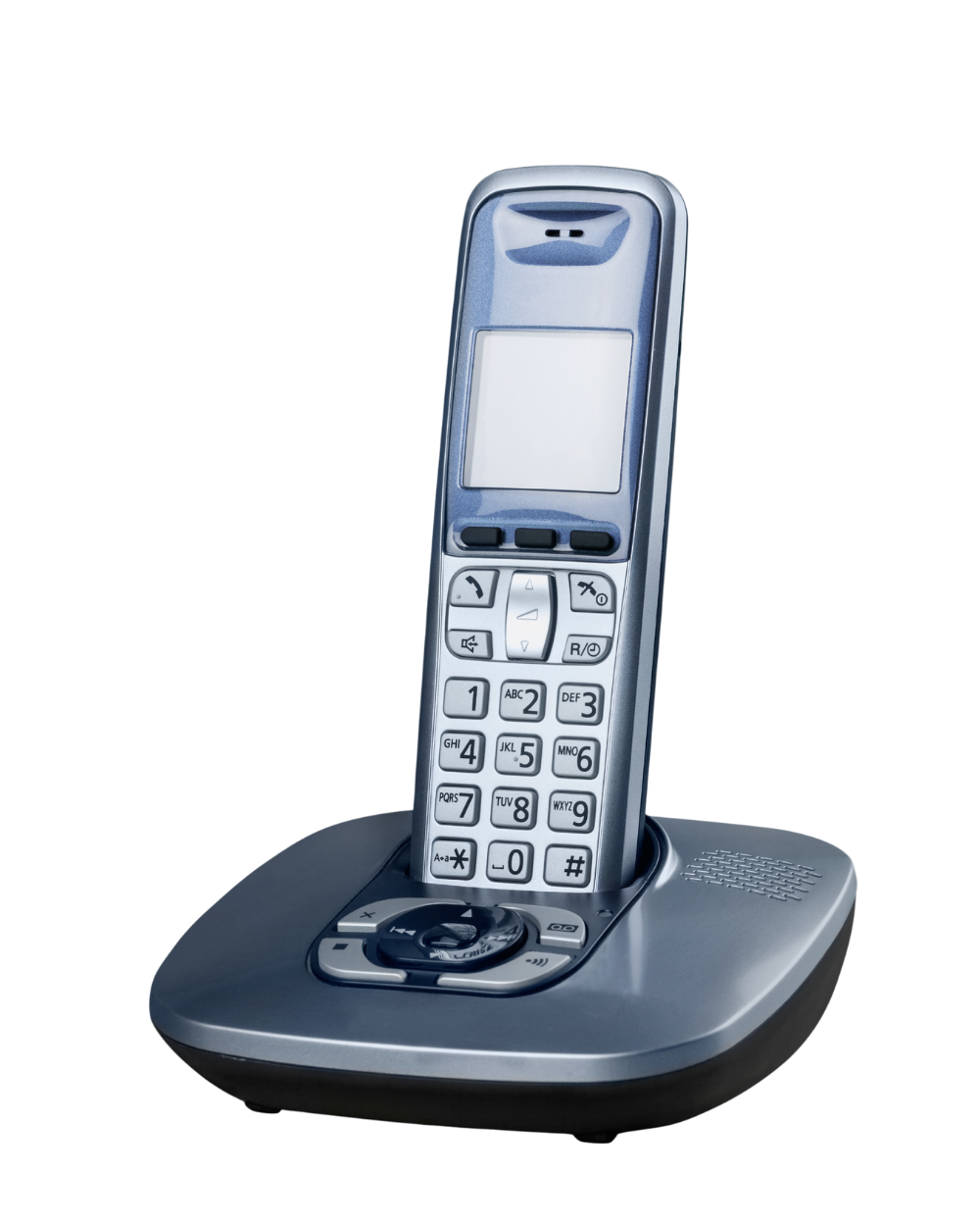 Cordless landline phone with charging base for MetaLINK home phone service in Northwest Ohio and Northeast Indiana.